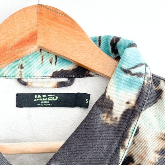 Jaded London Mens Denim Jacket Button Front Long Sleeve Colourblock Small - Picture 4 of 8